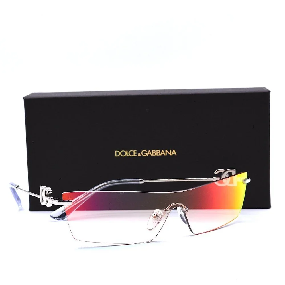 NEW DOLCE & GABBANA DG2292 IRIDESCENT RIMLESS SHIELD AUTHENTIC SUNGLASSES - Picture 6 of 15